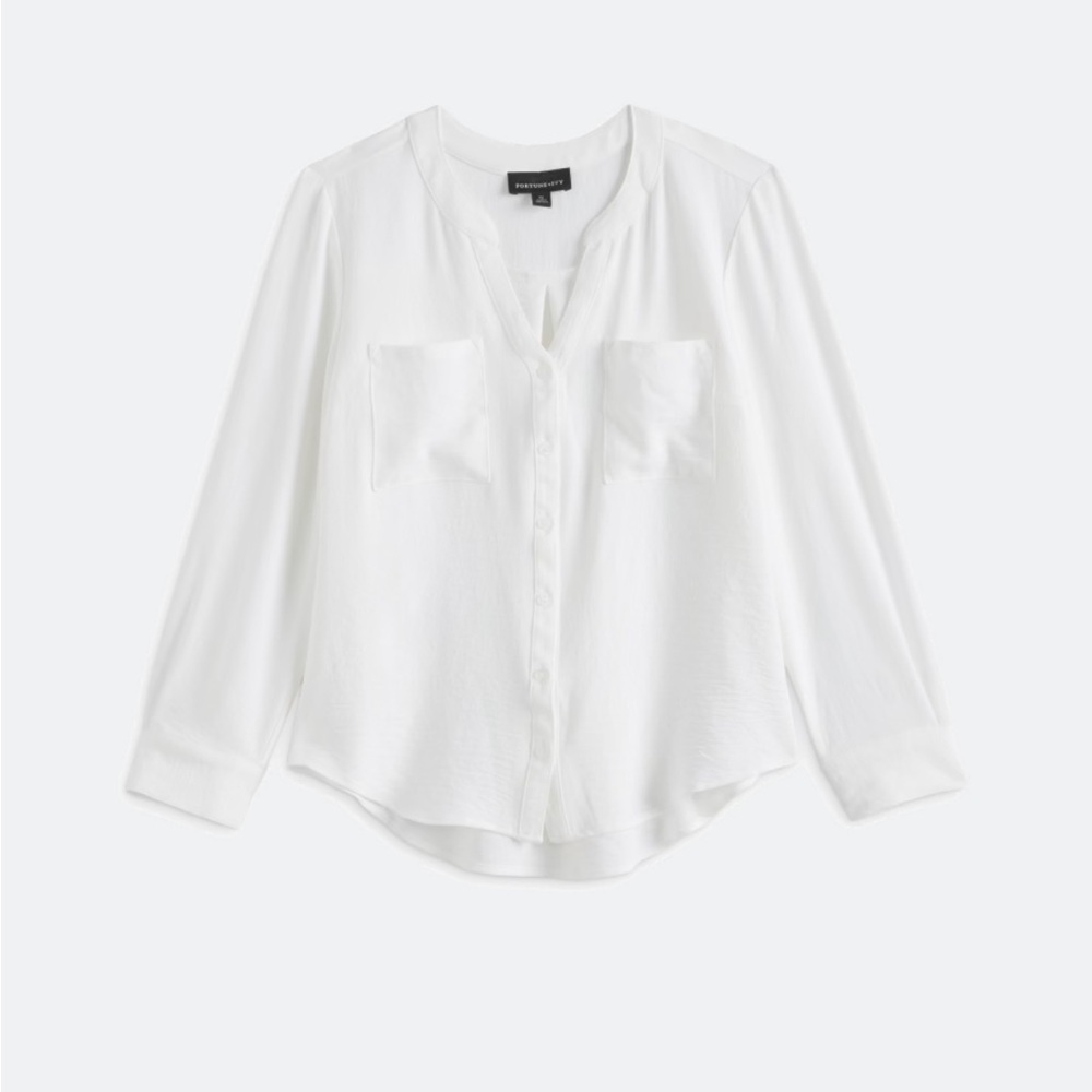 Elegant White V-Neck Blouse